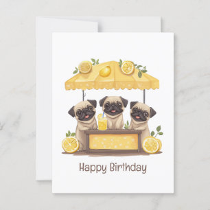 Alles Gute zum Geburtstag Pug-Hunde-Limonadenstand Postkarte
