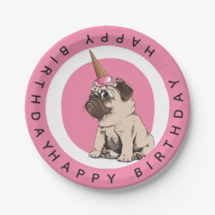 Alles Gute zum Geburtstag   Pugicorn Pappteller