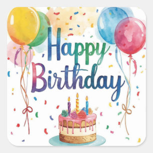 Alles Gute zum Geburtstag Quadratischer Aufkleber