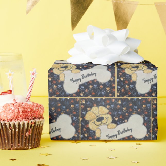 Alles Gute zum Geburtstag Quilt Hund Mit einem Kno Geschenkpapier (Geburtstagsparty)