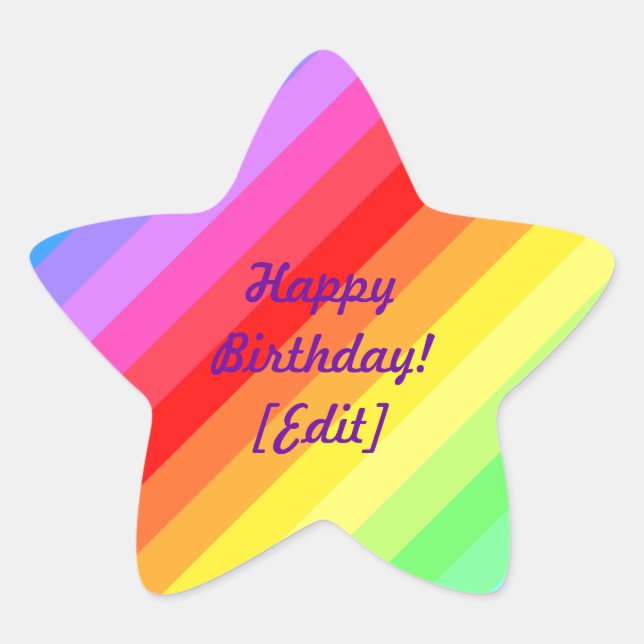 Alles Gute zum Geburtstag - Rainbow Star Stickers (Vorderseite)