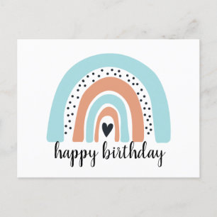 Alles Gute zum Geburtstag Regenbogen Blau Pfirsich Postkarte