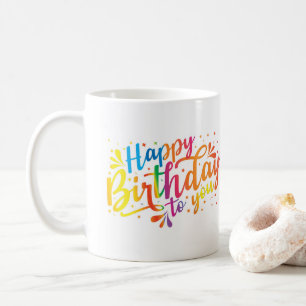 Alles Gute zum Geburtstag - Regenbogenfarben Gebur Kaffeetasse