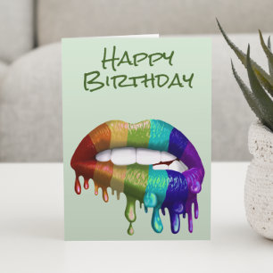 Alles Gute zum Geburtstag Regenbogenlippen tropfen Karte