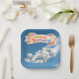 Alles Gute zum Geburtstag Rennwagen Wolke 7 in.² P Pappteller