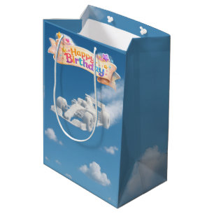Alles Gute zum Geburtstag Rennwagen, Wolke, mittel Mittlere Geschenktüte