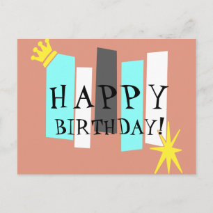Alles Gute zum Geburtstag Retro Atomkunst-Panel Postkarte
