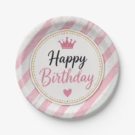 Alles Gute zum Geburtstag Rosa Gestreifte Papier T Pappteller