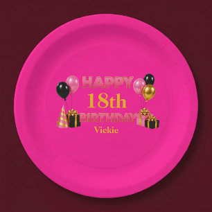 Alles Gute zum Geburtstag Rosa jedes Alters Pappteller