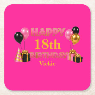 Alles Gute zum Geburtstag Rosa jedes Alters Rechteckiger Pappuntersetzer