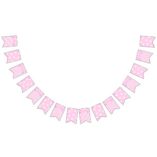 Alles Gute zum Geburtstag!   Rosa Streifen & Herz  Wimpelkette