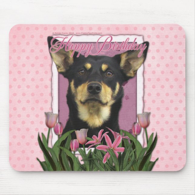 Alles Gute zum Geburtstag - rosa Tulpen - Mousepad (Vorne)