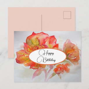 Alles Gute zum Geburtstag Rose floral Rot Gelb Pos Postkarte
