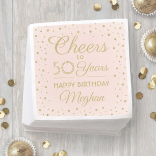 ALLES GUTE zum Geburtstag Rosé und Gold Glitter Serviette