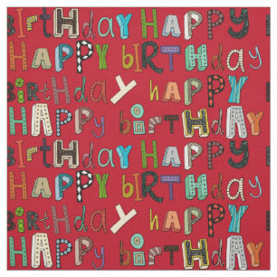 Alles Gute zum Geburtstag rot Stoff