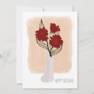 Alles Gute zum Geburtstag Rote Blumen Pinselstrich Karte