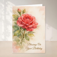 Alles Gute zum Geburtstag Rote Rose Florale Christ
