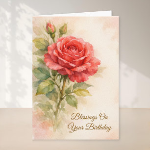 Alles Gute zum Geburtstag Rote Rose Florale Christ Karte