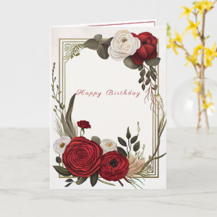 Alles Gute zum Geburtstag Rote Weiße Rosen Karte