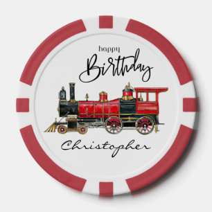 Alles Gute zum Geburtstag Roter Zug Pokerchips