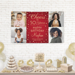 ALLES GUTE zum Geburtstag Rotes und Goldenes Konfe Banner