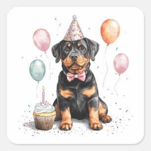 Alles Gute zum Geburtstag Rottweiler Hund Quadratischer Aufkleber