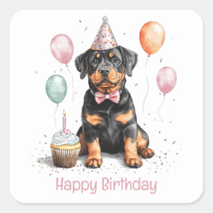 Alles Gute zum Geburtstag Rottweiler Hund Quadratischer Aufkleber