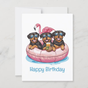 Alles Gute zum Geburtstag Rottweiler Hunde Flaming Postkarte