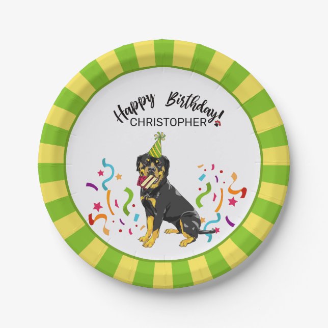 Alles Gute zum Geburtstag Rottweiler HundeParty Pappteller (Vorderseite)