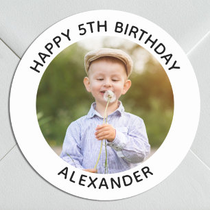 Alles Gute zum Geburtstag Rund Foto Weiß Runder Aufkleber