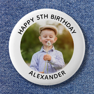 Alles Gute zum Geburtstag Runde Foto Weiß Button