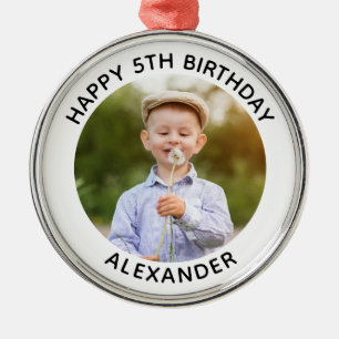 Alles Gute zum Geburtstag Runde Foto Weiß Ornament Aus Metall