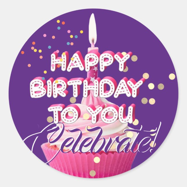 Alles Gute zum Geburtstag! Runder Aufkleber (Vorderseite)