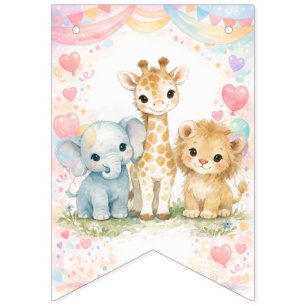 Alles Gute zum Geburtstag Safari-Tiere Junge Blau Wimpelkette
