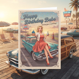 Alles Gute zum Geburtstag Schatz Retro-Auto und Karte
