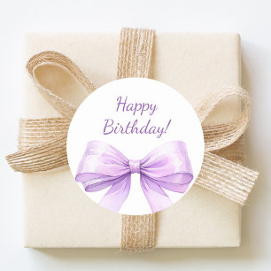 Alles Gute zum Geburtstag Schleife Lavendel elegan Runder Aufkleber