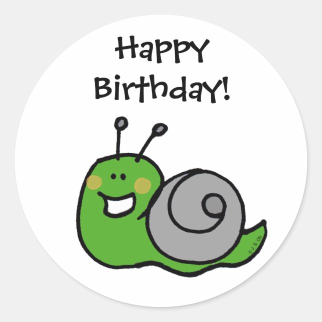 Alles Gute zum Geburtstag! (schnecke) Runder Aufkleber (Vorderseite)