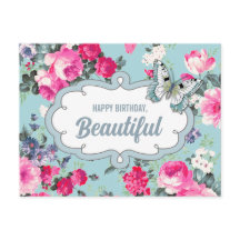 Alles Gute zum Geburtstag, schön. Blume und Schmet