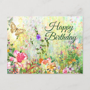 Alles Gute zum Geburtstag Schöne Aquarell-Gartenbl Postkarte