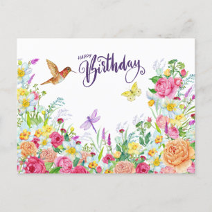 Alles Gute zum Geburtstag Schöne Aquarell-Gartenbl Postkarte