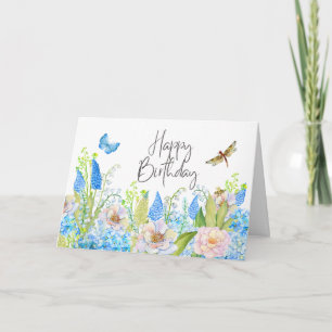 Alles Gute zum Geburtstag Schöne Aquarell-Wildblum Karte