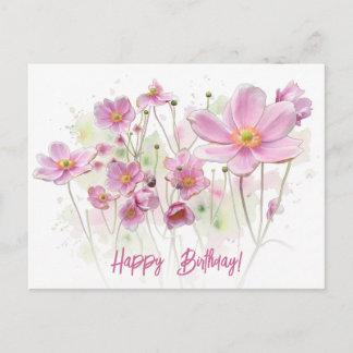 Alles Gute zum Geburtstag schöne rosa Blumenfarbe Feiertagspostkarte