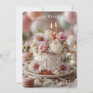 Alles Gute zum Geburtstag Schöner Blumenkuchen Ker Karte