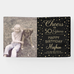 ALLES Gute zum Geburtstag Schwarz & Gold Konfetti  Banner