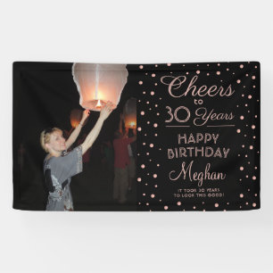 ALLES GUTE zum Geburtstag Schwarz & Rosa Konfetti Banner