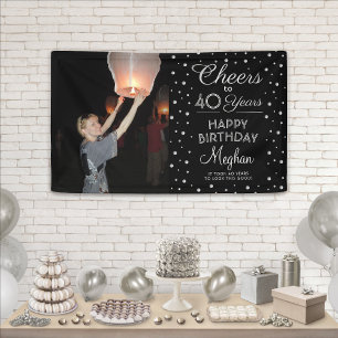 ALLES Gute zum Geburtstag Schwarz Silber Konfetti  Banner