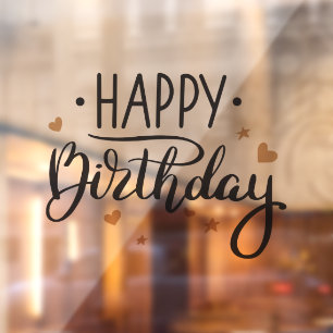 Alles Gute zum Geburtstag Schwarz und Gold Fensteraufkleber