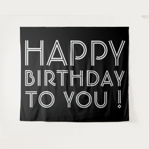 "Alles Gute zum Geburtstag!" Schwarz und Weiß Wandteppich