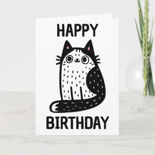 Alles Gute zum Geburtstag Schwarz-Weiß-Katze Karte