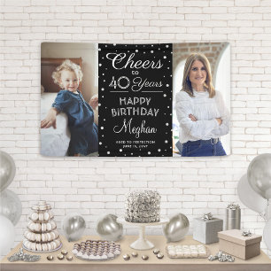 ALLES GUTE zum Geburtstag Schwarz & Weiß Konfetti Banner